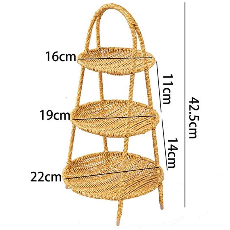 Rattan Style Multi Layer Fruit Basket Tea Snack Tray Home Storage Organizer