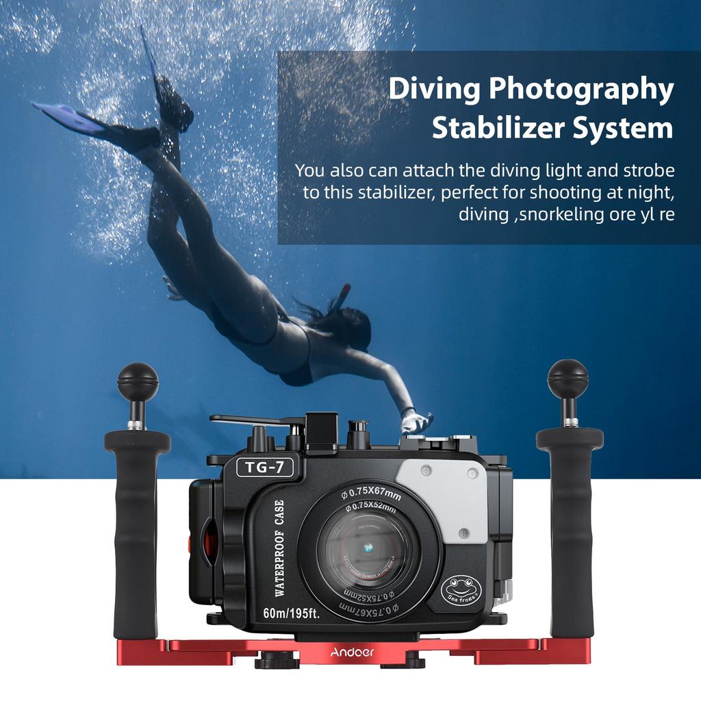 Dual Handle Camera Diving Rig Handheld Underwater Tray Stabilizer Adjustable Camera Diving Housing B