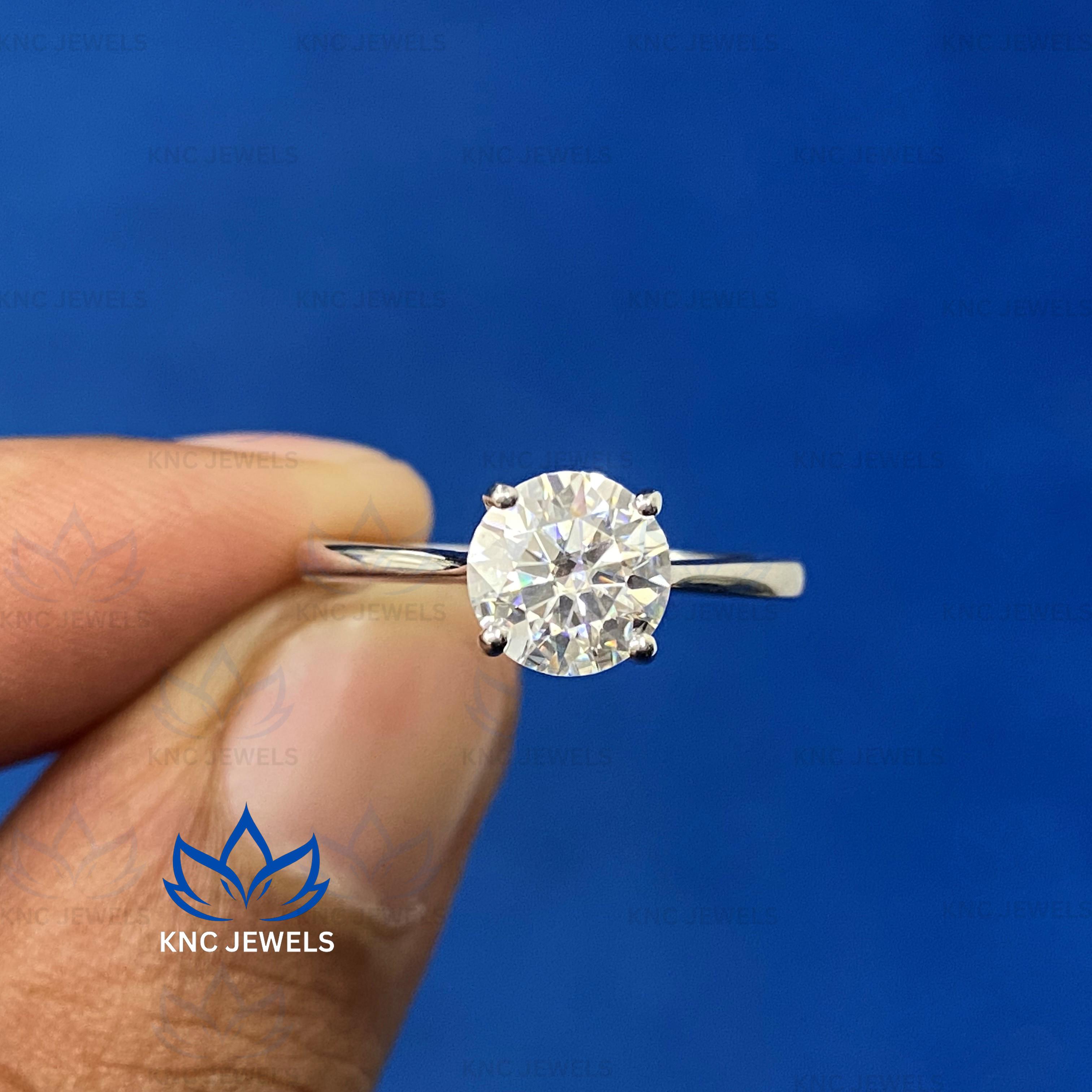 

Кольцо для помолвки с муассанитом круглой огранки Knc Jewels, стерлинговое серебро 925 пробы, ювелирные изделия Ring Size US 5