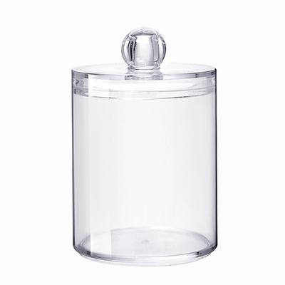 Round Transparent Storage Box With Lid Dust-Proof Organizer Acrylic Cotton Swab Storage Container Household Accessories