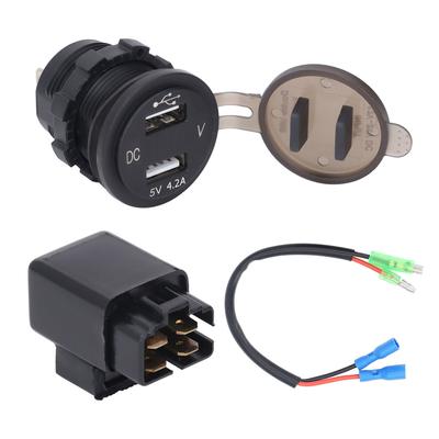 Motorcycle Dual USB Charger with Relay Water Resistant High Performance DC12V Charger for Versys