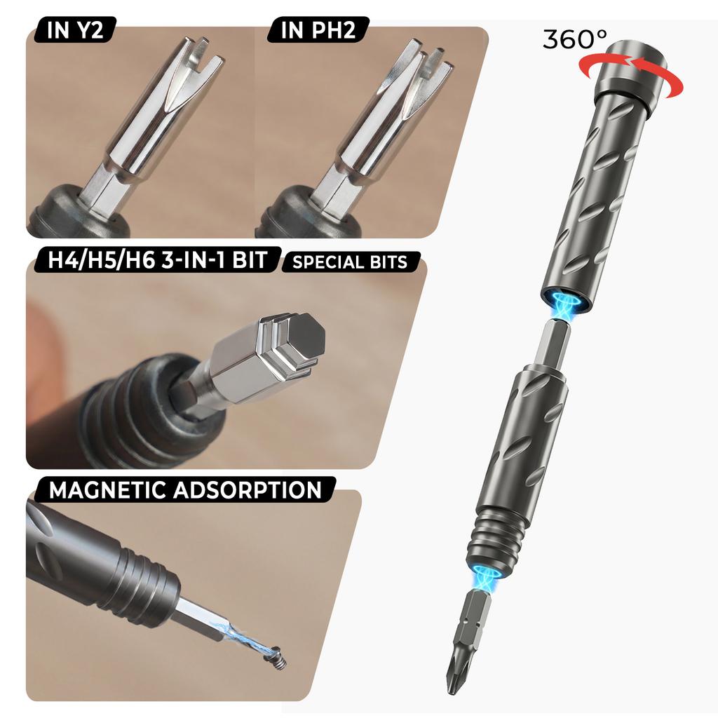 VMAN 55 In 1 Magnetic Screwdriver Set 360° Handle Special Bits for PC Chassis & Home Appliance Repair