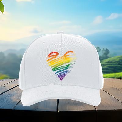 LGBT Pride Rainbow Heart Print Polyester Baseball Cap Casual Adjustable Unisex Adult Headwear