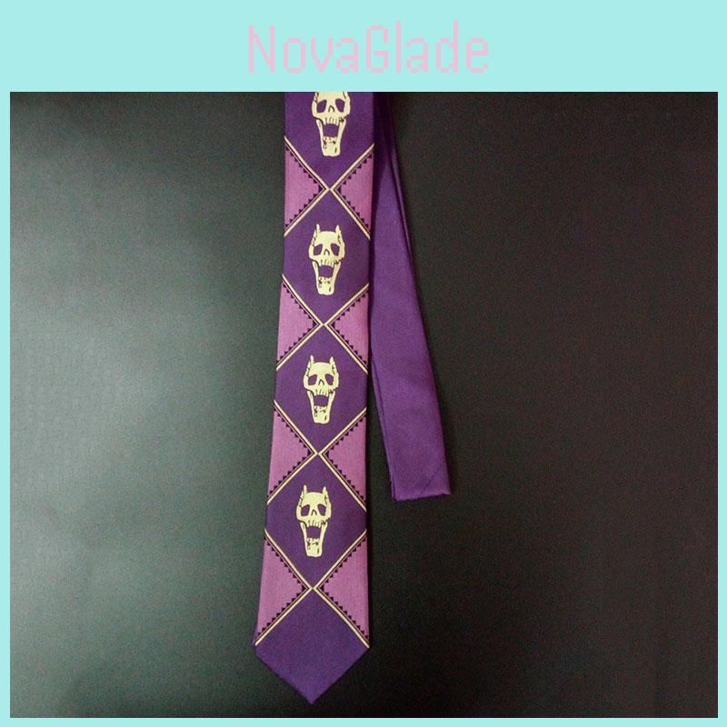 Wykwintny Jojo's Bizarre Adventure Killer Queen Kira Yoshikage Cosplay Czaszka Fioletowy Krawat