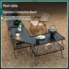 Outdoor Folding Round Table with Mesh Grid and Storage Rack for Camping and Barbecue 