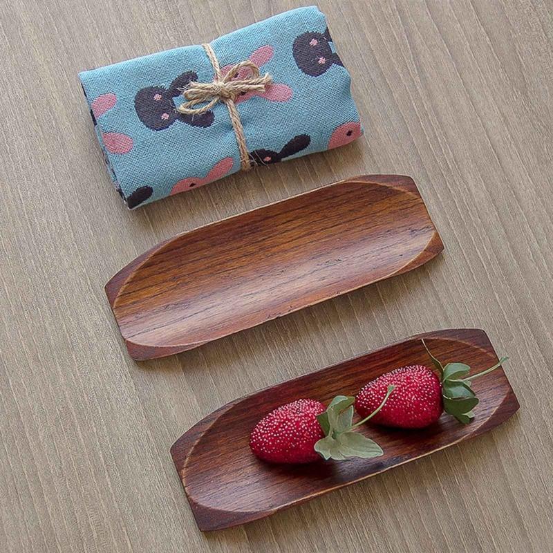 Dishwasher Safe Rectangular Party Plates Sushi Serving Tray Wooden Serving Plate