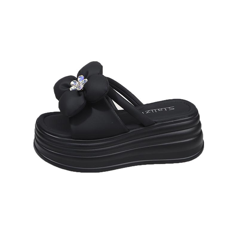 Fashion 8CM High Heels Slippers Women 2025 Summer New Thick-Soled Ladies High Platform Flower Beach Sandals Flip Flops Shoes