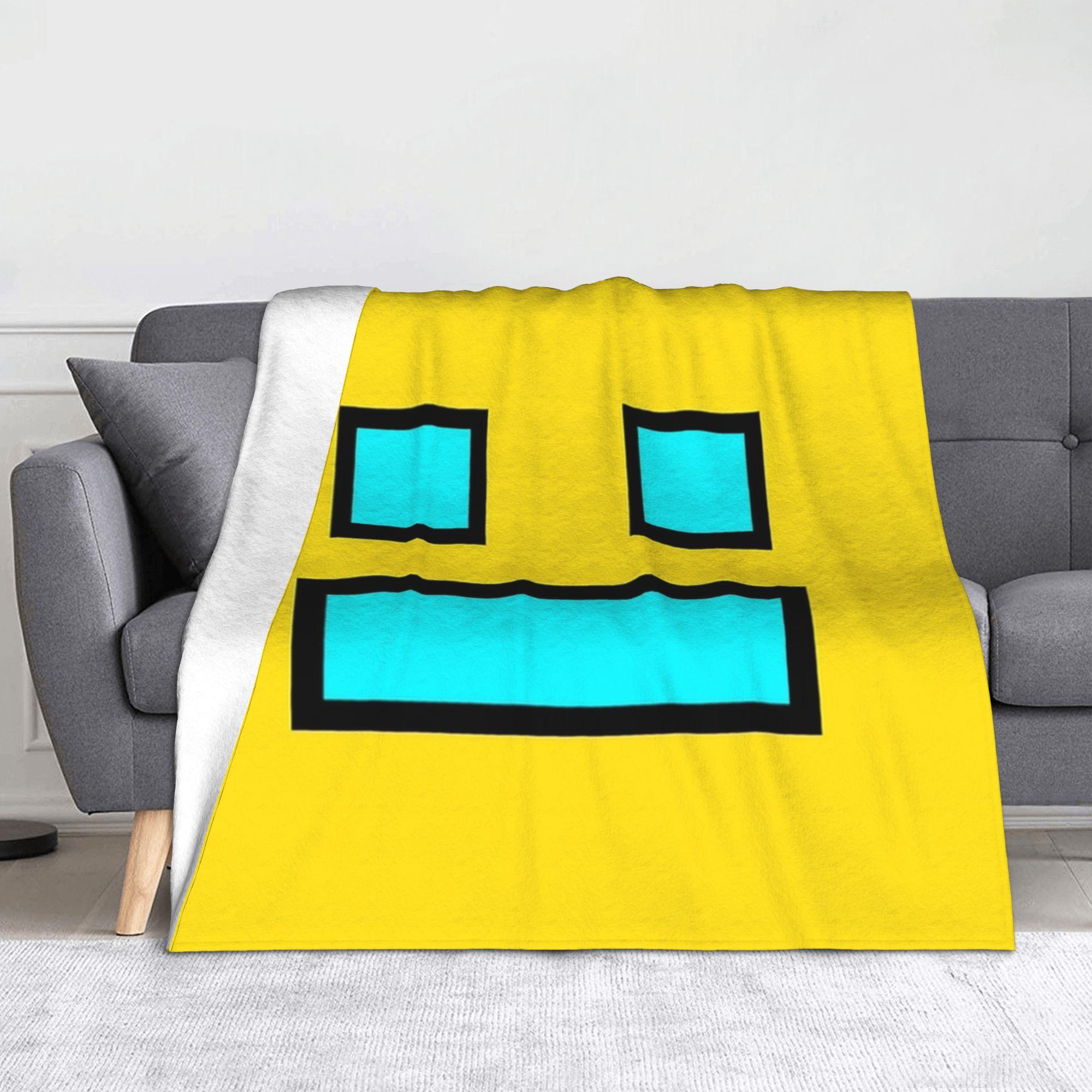 Funny Gaming Geometric Dash Video Game Knitted Blanket Velvet Geometry Dash Soft Throw Blankets for Bedding Couch Bedspread 75X95CM