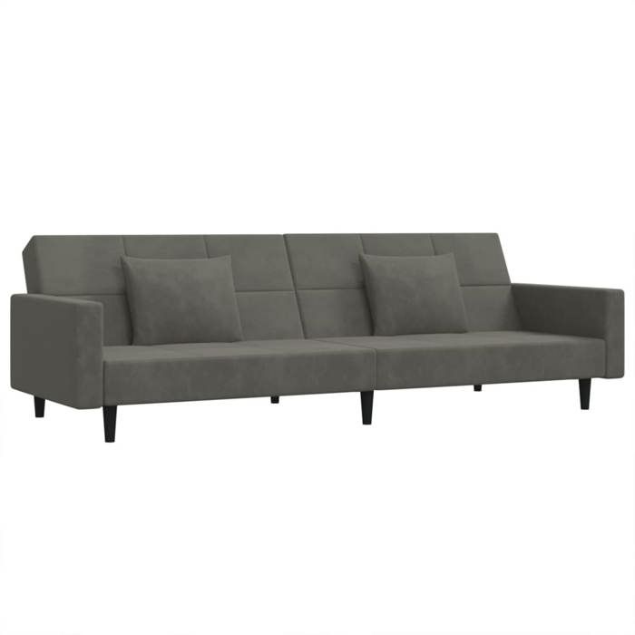 VidaXL 2-seater Sofa Bed with Two Pillows Dark Grey Velvet 375817