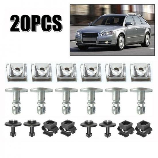 20pcs/set Engine Protection Screws Kit Fits 8mm Hole For Car Engine Fixing Clips
