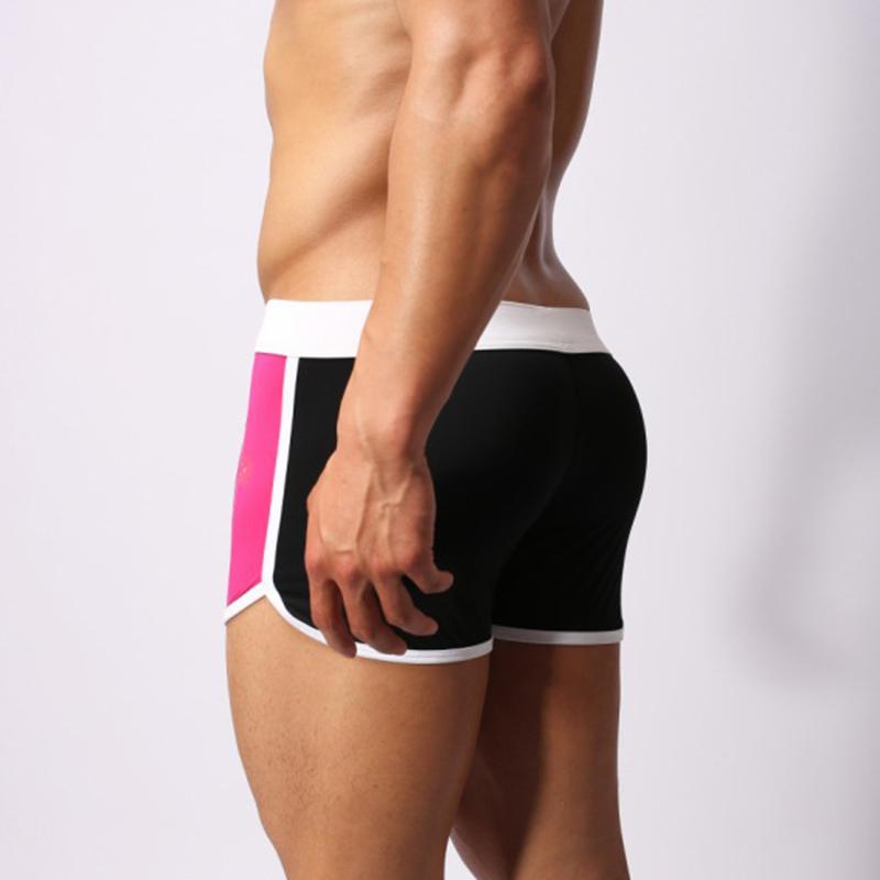 Cuecas Boxers Esportivas Masculinas Respiráveis de Cintura Baixa com Cós Contrastante e Design de Painéis Laterais Roupa Íntima Esportiva