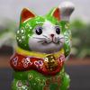 Waza No Kura Cute Kutani Beckoning Green Lacquer Feng Good Luck Interior Japanese Small Birthday Opening New House 60th 70th 77th 88th Birthday Gift