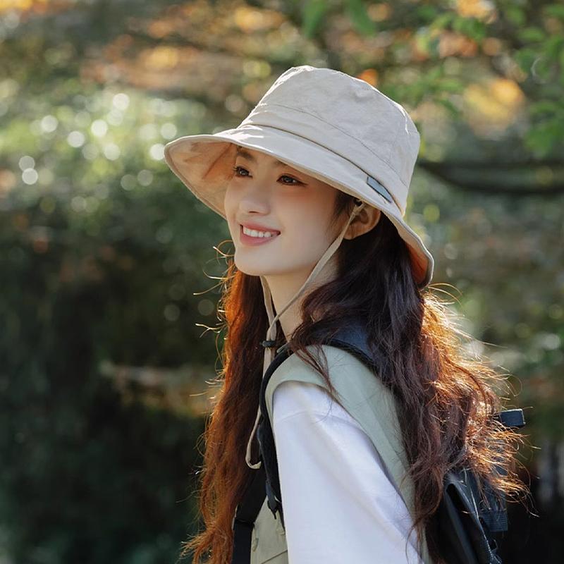 2025  Hat Women Summer Uv Protection Sun Protection Mountaineering Quick-Drying Fisherman Hat Windproof Rope Sun Hat