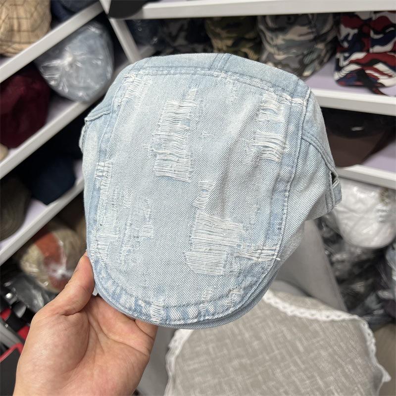 Old ripped duck tongue cowboy hat children autumn and winter fashion versatile beret bud forward hat tide