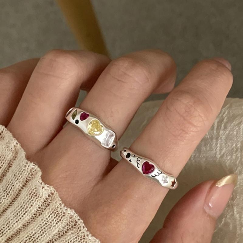 Adjustable Rings Zircon Rings Engagement Rings Y2K Rings Aesthetic Jewelry Alloy Material Great Gift for Women Gifts
