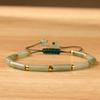 Green Jade Tube Bead Bracelet – Gold Accent Adjustable Boho Jewelry, Serenity Protection Gift for Men & Women