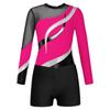 Kids Girls Long Sleeve Gymnastic Leotard with Shorts Athletic Dance Unitards Performance Competition Costume
