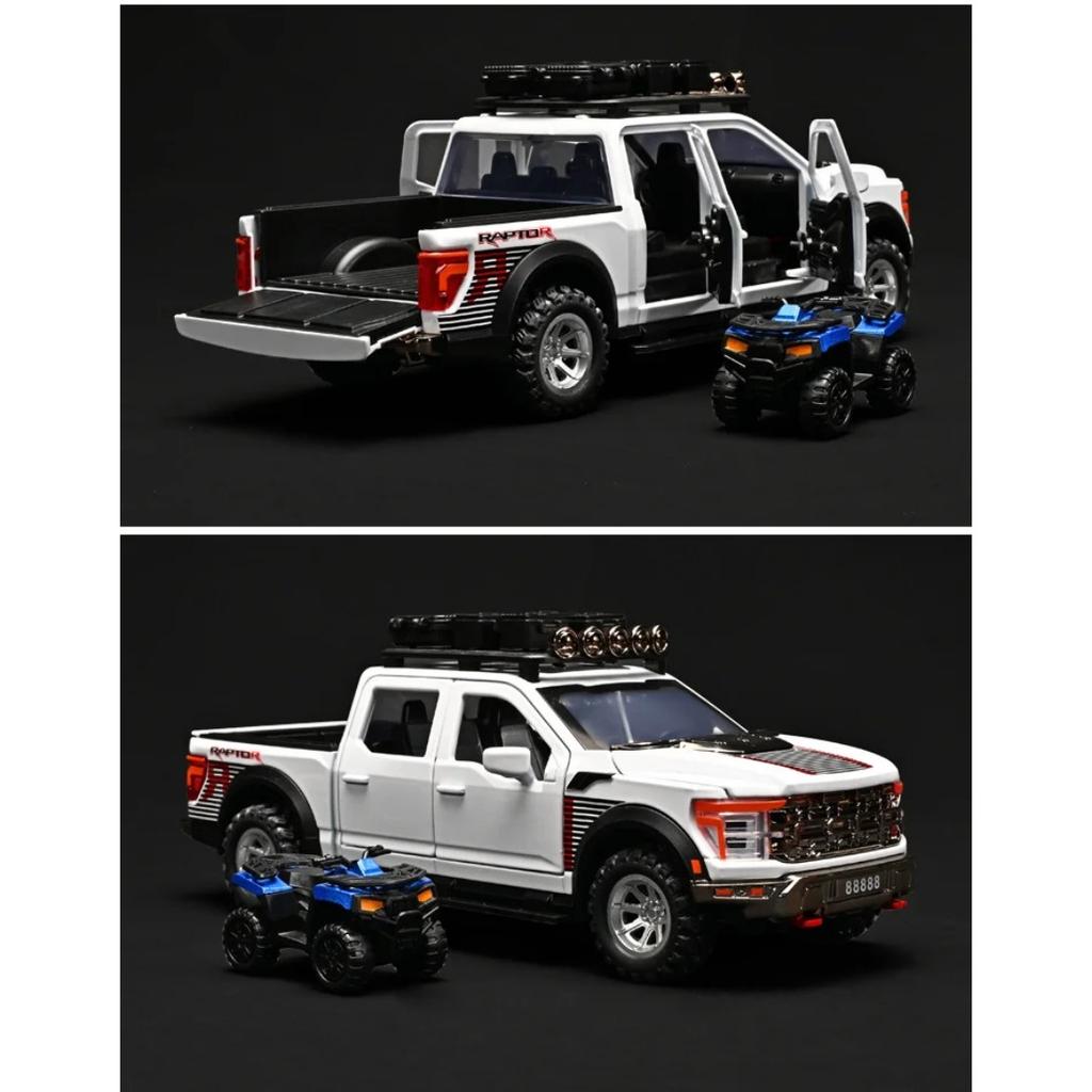 1/24 Ford Raptor F150 Alloy Pickup Car Model Diecasts Metal Off-road Vehicles Car Model Sound and Light Simulation Kids Toy Gift