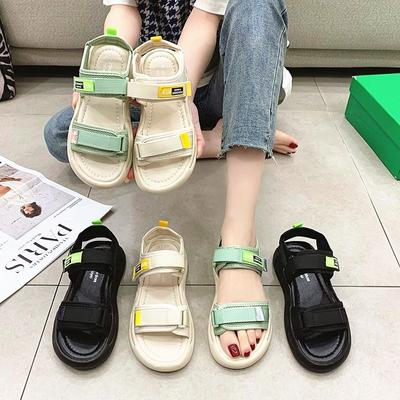 2024 Summer New Sports Non-slip Sandals Women Stitching Design Thick-soled Sandals Female Beach Vacation Casual Shoes