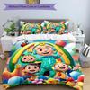 3pcs Cocomelon Bedding Set Duvet Cover Closure Includes 1 Duvet Cover & 2 Pillowcases, Soft and Comfortable for All Seasons.