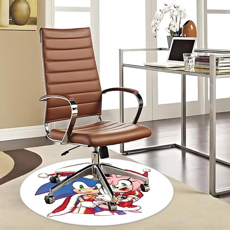 

1pc Sonic & Amy Christmas Edition Round Carpet Anime Cartoon Design Office Chair Mat, NonSlip Rug for Home Decor, Living Room, Bedroom 80cm