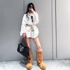 Fashionable Snow Boots Platform Elevating Warm Cotton Shoes Warm Big Head Design Long Boots Ladies All-Over Brown Long Boots