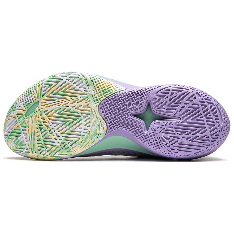 Li Ning SONIC 12 V2 Dämpfung Rutschfest Abriebfest Atmungsaktiv Niedrig geschnitten Basketballschuhe Herren Grün Lila ABAU027-5