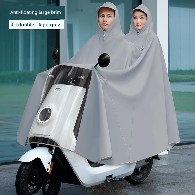 Raincoat for Electric Vehicles, Enlarged and Thickened, for Single or Double Riders, Unisex, Long Version, Full-Body Storm-Proof Poncho
