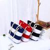 Cotton Rope Portable Canvas Bag Fabric Striped Shoulder Shopping Bag Large Capacity Practical Beach Splicing Shoulder Bag