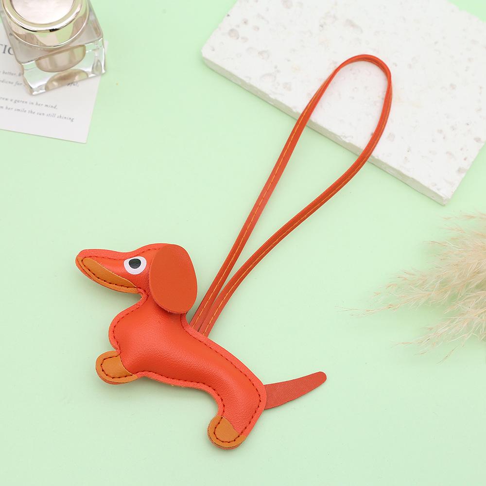 Mini Dachshund Leather Pendant - Cute Cartoon Backpack Charm, Keychain, Car Ornament, Lanyard