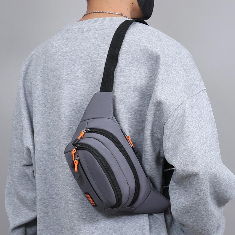 Simple Nylon Men Chest Bag Waterproof Adjustable Strap Outdoor Waist Bag Large Capacity Japanese Style Sports Walking Bag Men