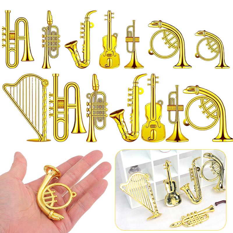 5/10/20pcs Miniature Metal Musical Instrument Ornament Family DIY Decorative Crafts Christmas Halloween Hanging Decorations TMZ