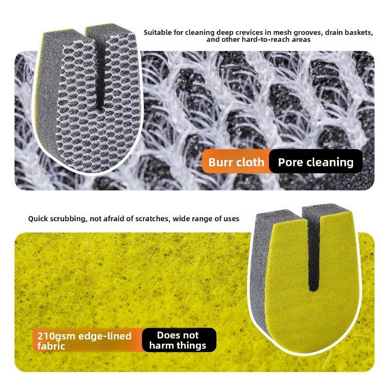 U-shaped Double-sided Sponge for Cleaning Dishes, Magic Brush for Cleaning Cutting Boards, Anti-slip Cleaning Brush for Scrubbing Gaps in Mesh Screens