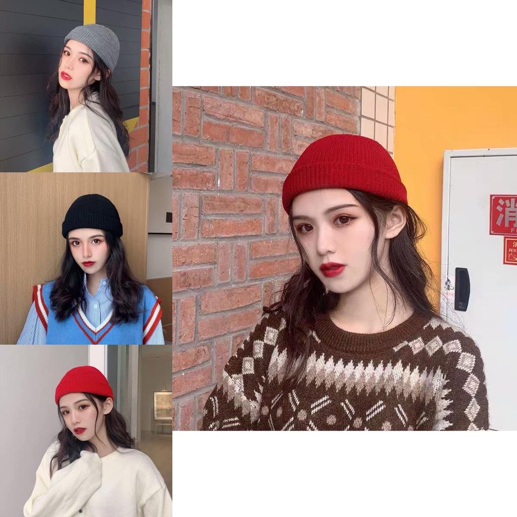 Warm Unisex Knit Beanie Round Top Cotton Hat Soft Winter Comfort