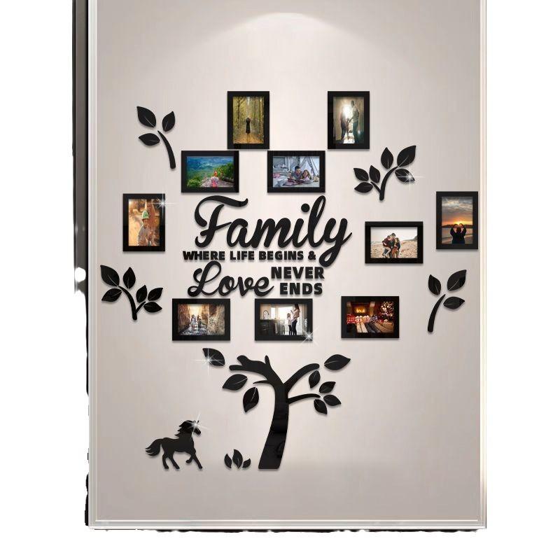 Acrylic Mirror Wall Stickers Family Photo Frame DIY Tree PVC Wallpaper Self-adhesive Wall Decal Mural Art Home Decor