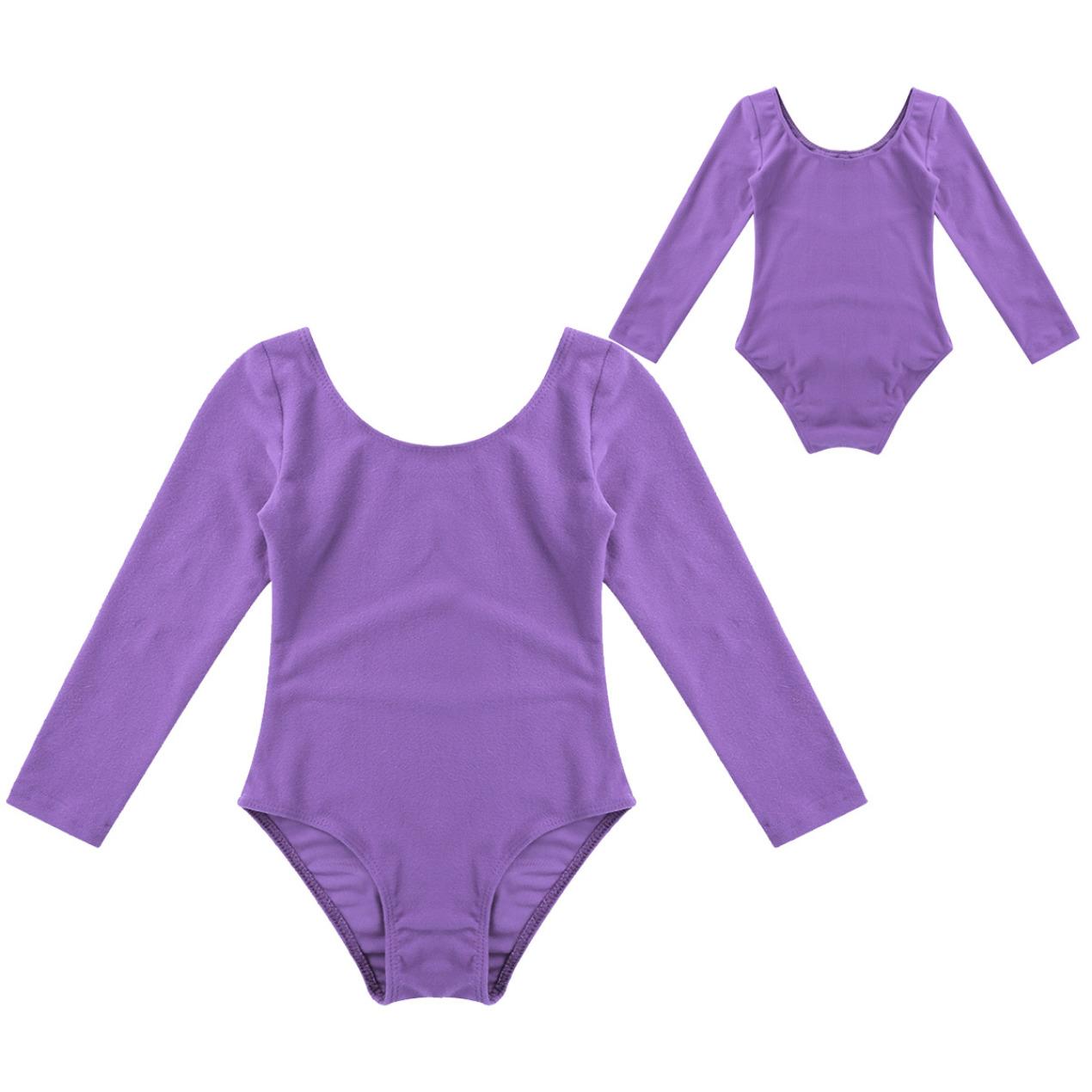 

Детский балетный трико для гимнастики и балета для маленьких девочек, юбка-пачка с длинными рукавами, танцевальная одежда, костюм 11-12 Years лавандовый