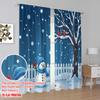 2pcs 2D flat printing Christmas Curtains Winter Wonderland Snowman Versatile 100% Polyester Without Electricity Spring for gold
