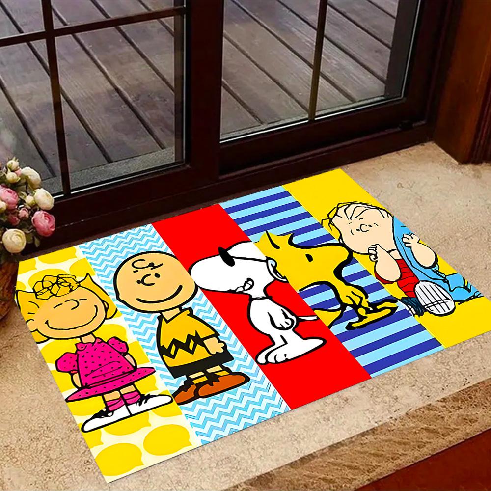 Snoopy's Peanuts Gang Themed Anti-Slip Rugs - Polyester Home Decor, Suitable for Bedrooms, Living Rooms, Doorways, Studios, and Decorations