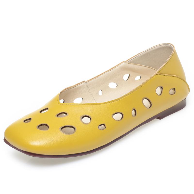 

Fashion AIYUQI 2025 new flat women s sandals Summer hollow shallow mouth female loafers Large size Mary Jane women shoes 35 жовтий