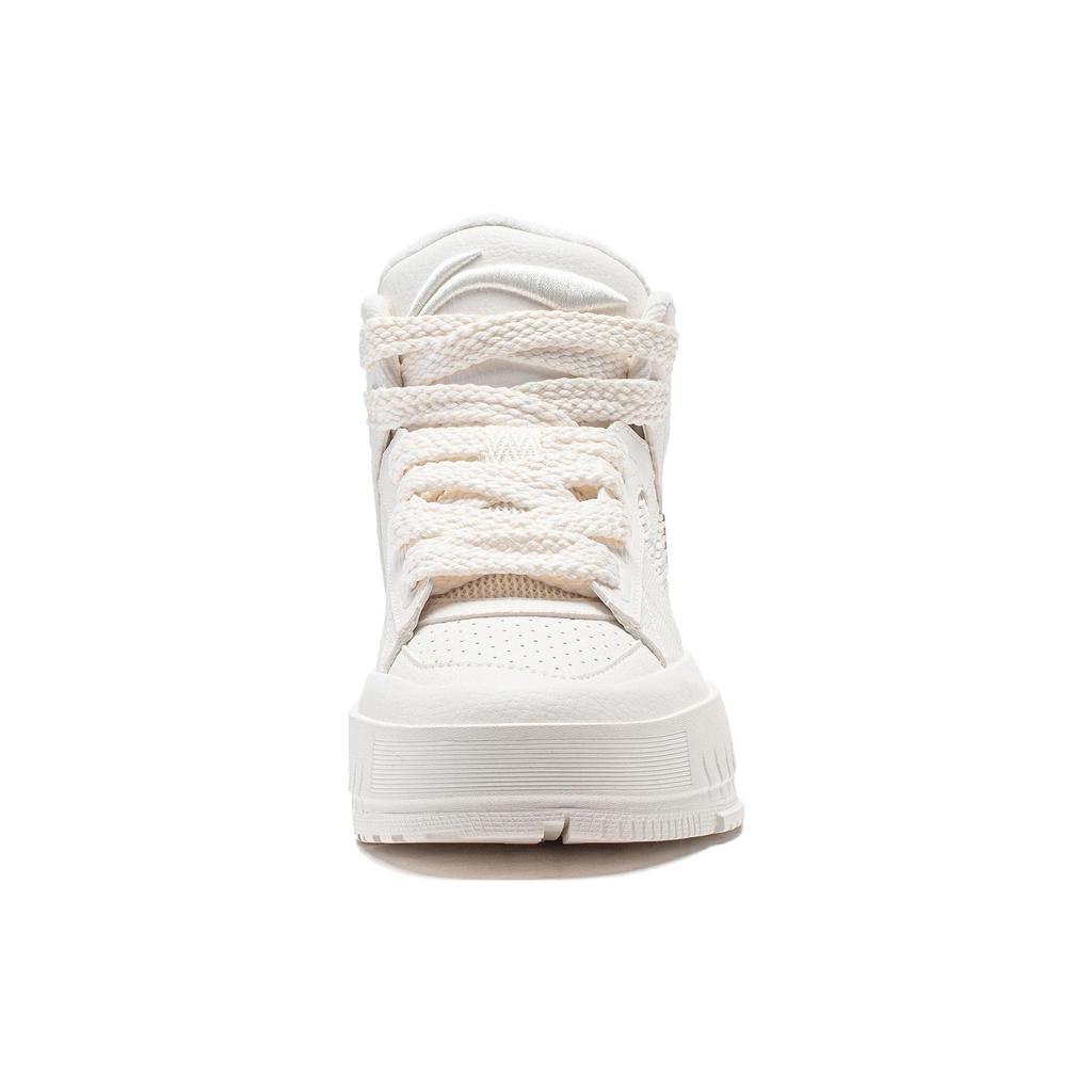 Li Ning Mileage Slip Resistant Abrasion Resistant Mid top Skateboard Shoes Women's White AGCT284-2