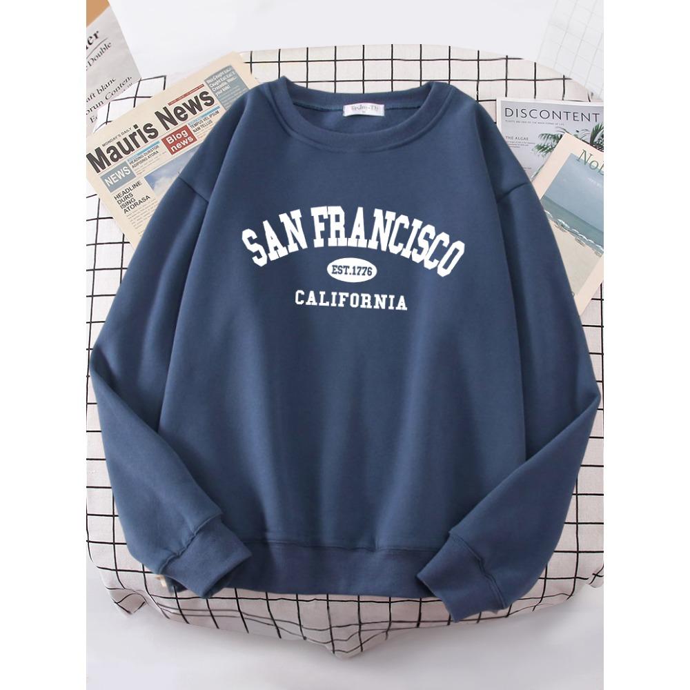 

Sanfrancisco Est.1776 California Letter Street Толстовки Женская уличная толстовка с капюшоном Хипстерская толстовка оверсайз Универсальный топ в стиле хип-хоп S