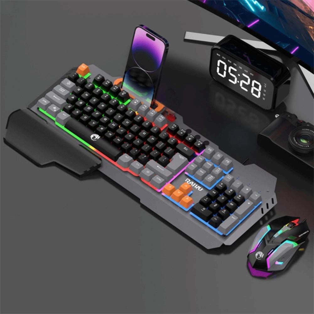 104 Keys RAIKU T16 Keyboard USB Connection Gaming Mechanical Keyboard Keyboard Mouse Set  Office
