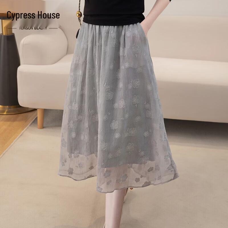 Women s Elegant High-Waist A-Line Floral Midi Skirt XL