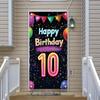 10th Birthday Door Cover Decoration 71 x 35 Inch Colorful Balloons and Lights Banner for Kids Happy Tenth Birthday Party Supplies Photo Backdrop Wall