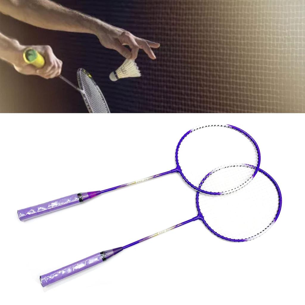 Badminton Durable Badminton Racket Iron Bending School Use Racket, Set, Ultra-Lightweight Alloy, Resistant, (Purple)