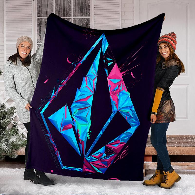 V-VOLCOM LOGO4 printed throw blanket—lightweight,soft,warm;versatile blanket for all seasons—perfect as &air-conditioning throw,nap blanket