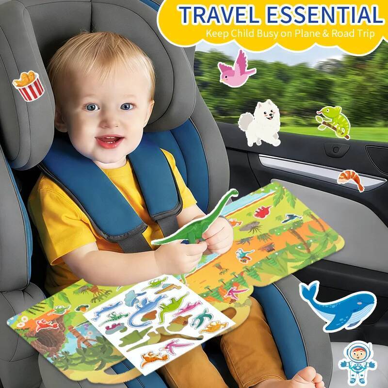 6pcs/set Reusable Jelly Sticker Book Cartoon Multi-Theme Repeated Paste Cognition Stickers Toys Early Learning Toys for Kids