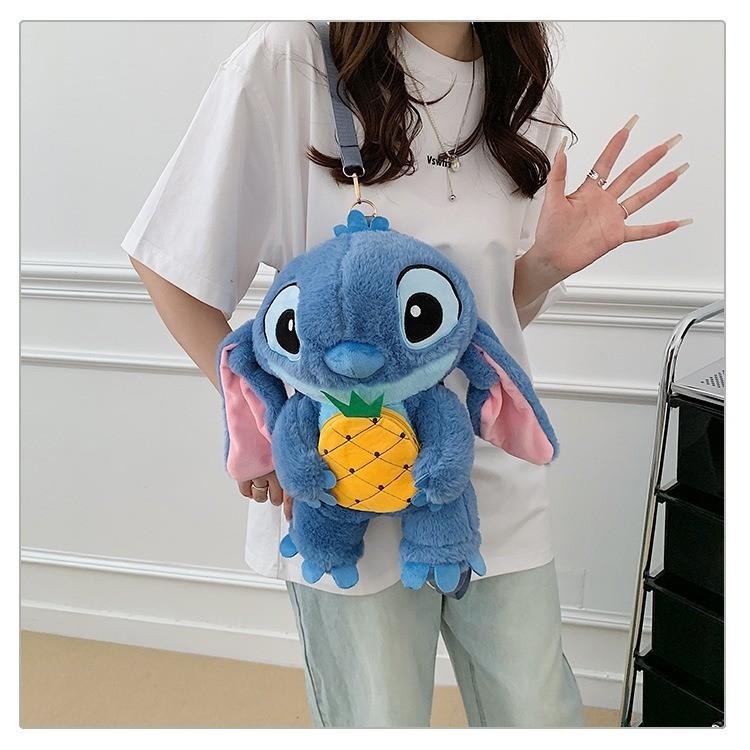 Soft Girls Cartoon Plush Backpack With Zipper Closure For Travel Casual