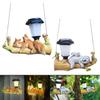 Tierfigur Gartenanhänger Solar-LED-Leuchten Dekoration Miniaturgeschenk Harz Lebhaft