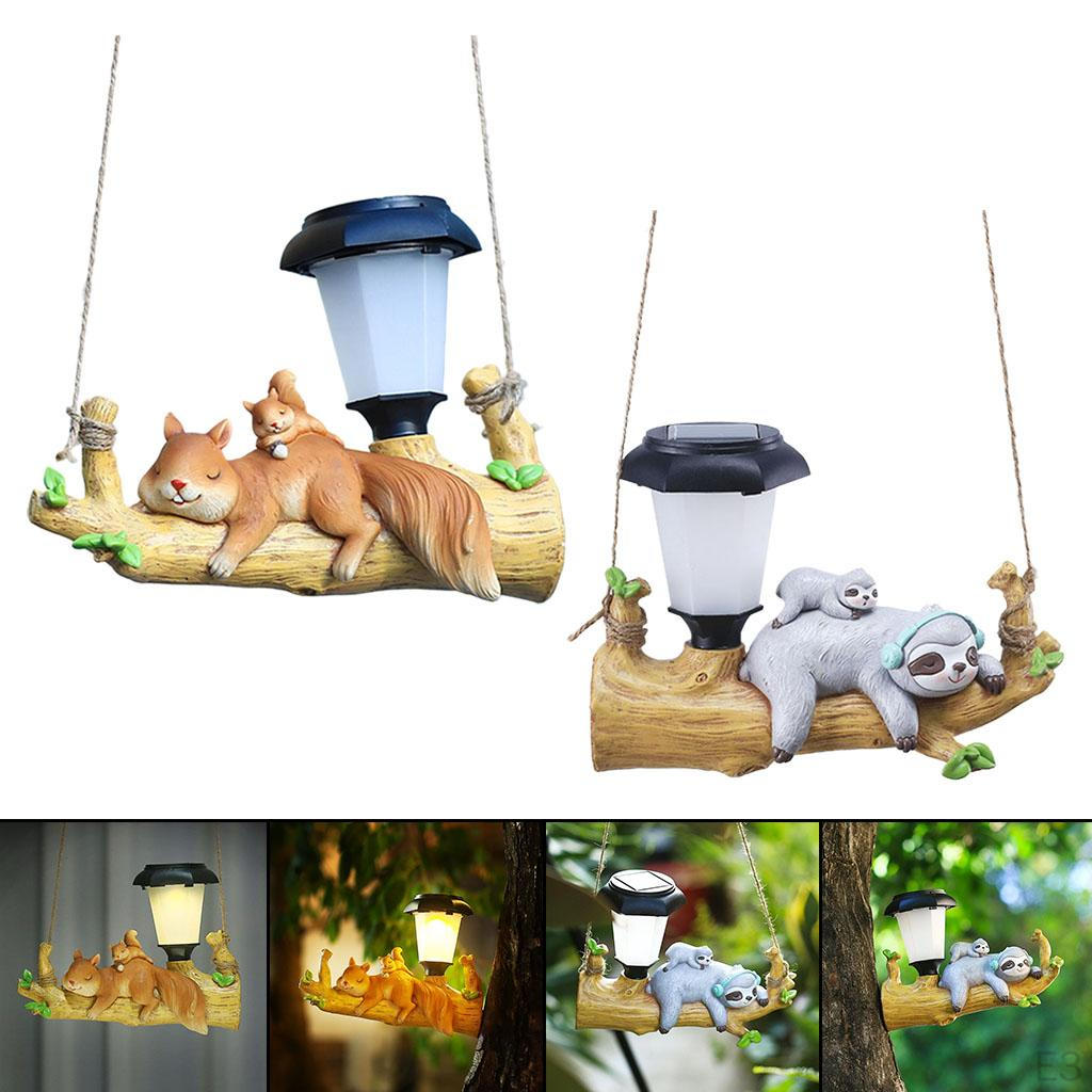 Tierfigur Gartenanhänger Solar-LED-Leuchten Dekoration Miniaturgeschenk Harz Lebhaft